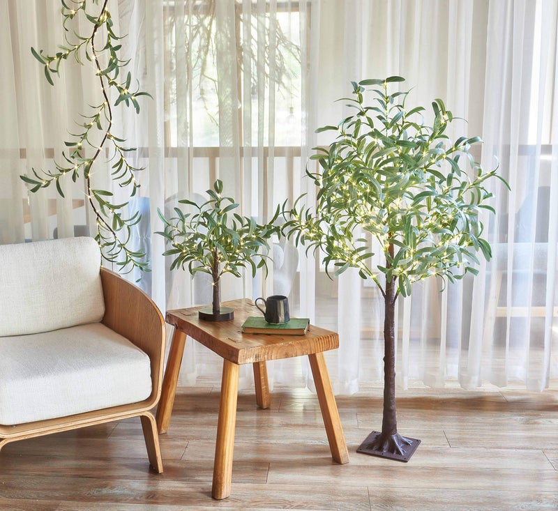 litbloom مضاءة بطارية الزيتون جارلاند تعمل مع الموقت 96 أضواء خرافية 6ft الخضرة الاصطناعية غصين أضواء الكرمة لعيد الميلاد الربيع الموقد الديكور عباءة داخلي في الهواء الطلق - Image 3